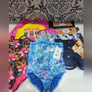 New 12 PC lot of Girls Sz 5/6 Clothes Hurley Swimsuits Shorts Retails over $150